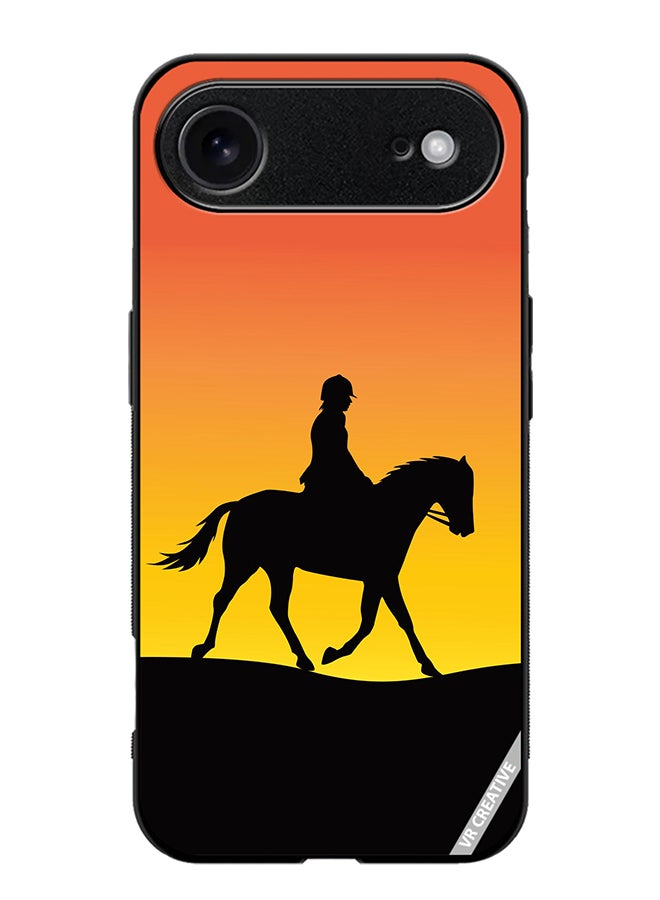 Protective Case Cover For Apple iPhone 17 Air Horse Man Silhouette Design Multicolour