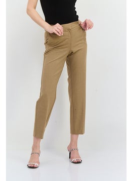 SELECTED FEMME Women Regular Fit Solid Straight Leg Pants, Tan  - Image 1