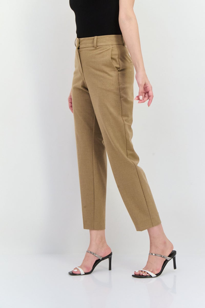 SELECTED FEMME Women Regular Fit Solid Straight Leg Pants, Tan  - Image 2