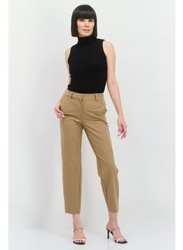 SELECTED FEMME Women Regular Fit Solid Straight Leg Pants, Tan  - Image 4