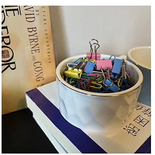 Aewill Ceramic Paper Clip Holder Ceramic Paper Clip Dispenser Organizer for Office Desk Binder Clip Holder (White) - Image 2