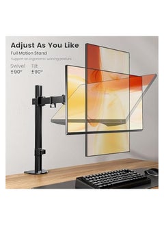 erorex Single Monitor Arm -Single Monitor Stand With Extention Arm,Ergonomic Vesa Arm Mount Arm For 13-32" Gaming Screen Up To 8Kgs,Vesa Mount Stand 75Mm/100Mm,C-Clamp & Grommet 2-Way Assembling  - Image 4