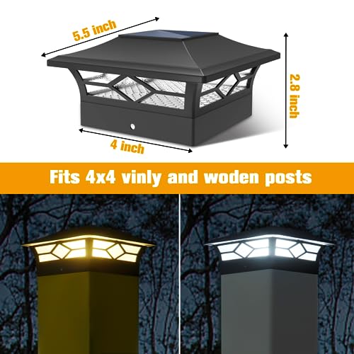 JOFIOS Solar Post Cap Lights Outdoor 12pack, Waterproof Solar Powered Deck Fence Post Lights for 4x4 Wood/Vinyl Posts, Solar Outdoor LED Light with Cool/Warm Lighting Decorate Garden Patio Porch… - Image 5