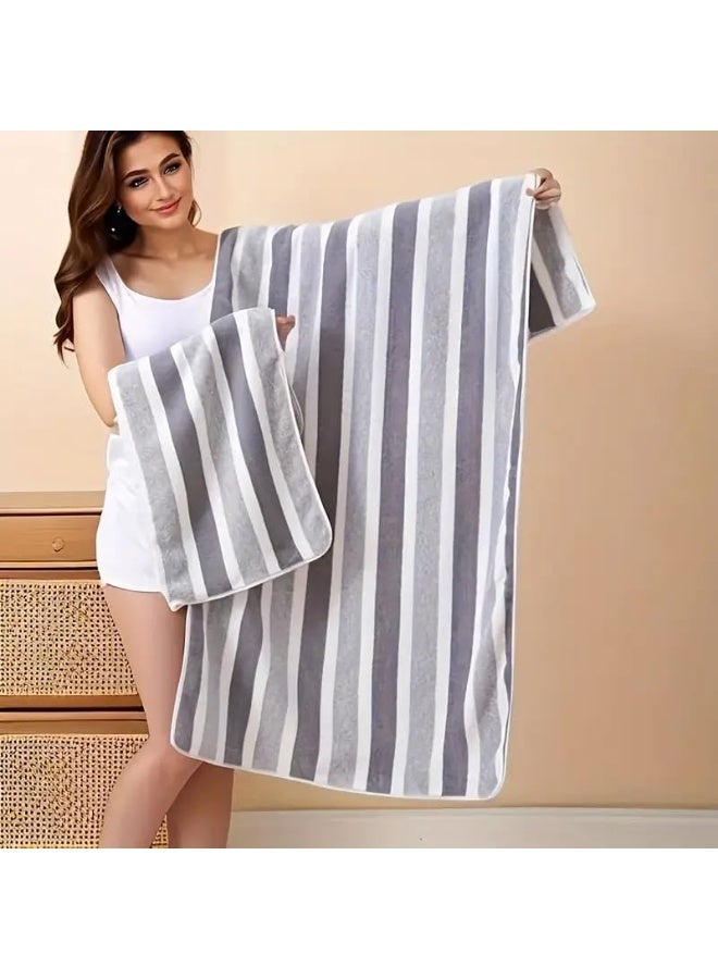 م اكس م طقم مناشف حمام فائقة النعومة، 100% قطن، مناشف حمام ويد، مخططة، عالمية (خضراء) - Image 2