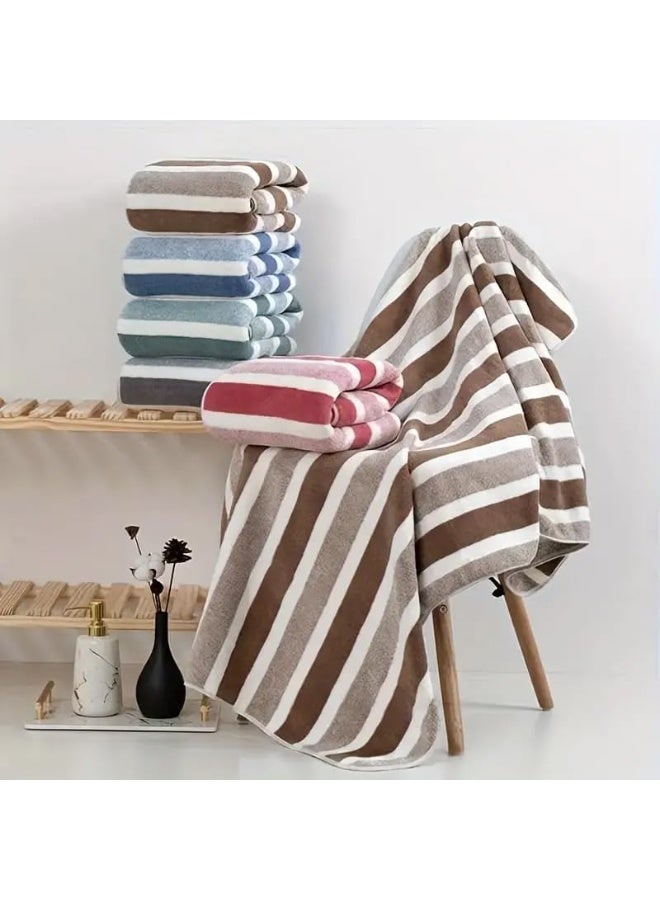 م اكس م طقم مناشف حمام فائقة النعومة، 100% قطن، مناشف حمام ويد، مخططة، عالمية (خضراء) - Image 5