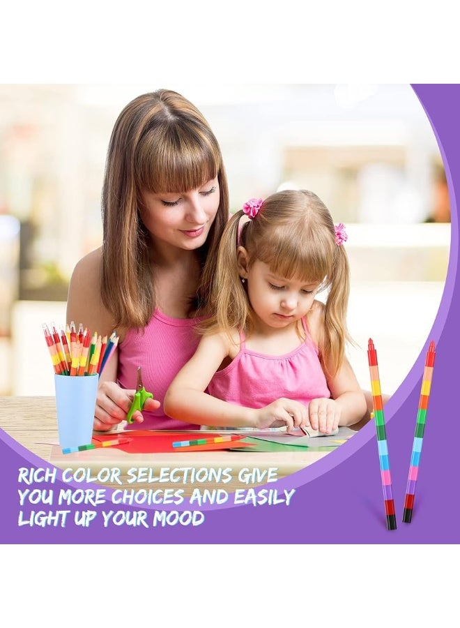 Marspark 20 Pcs Stackable Crayons Stacking Buildable Crayons Kids Colorful Stackable Crayons Party Favors DIY Rainbow Pencils for School Office Birthday Party, 12 Colors (Vivid Color,Flat) - Image 1