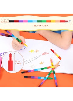 Marspark 20 Pcs Stackable Crayons Stacking Buildable Crayons Kids Colorful Stackable Crayons Party Favors DIY Rainbow Pencils for School Office Birthday Party, 12 Colors (Vivid Color,Flat)  - Image 4