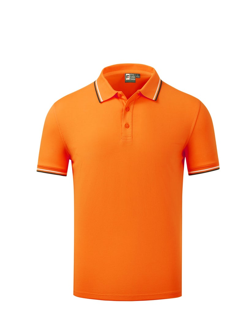 YEL PRO Men Quick Dry Breathable Elastic T-Shirt Orange - Image 1