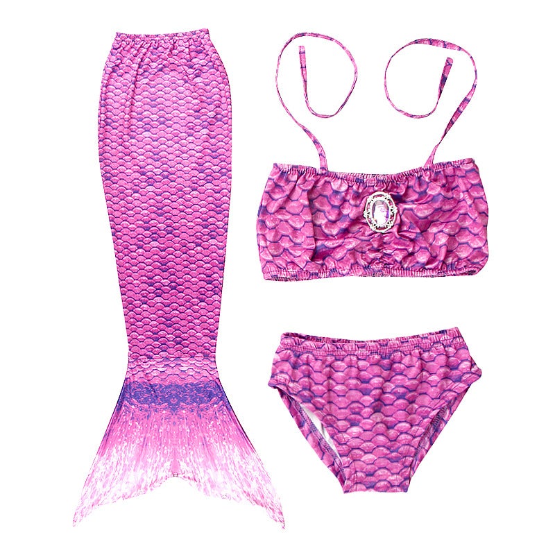 Generic Childrens mermaid swimsuit wholesale tail kids bikini suit girls baby swimming clothes can wear flippers MRY-005-F (skirt underwear bra) 