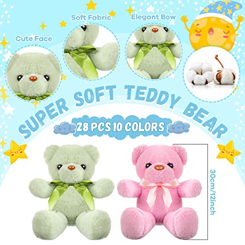 Jerify 28 Pieces Easter Bears Stuffed Animals Plush Gift for Women 12 Inch Plush Cute Soft Bears with Ribbon Bow in 10 Colors Wedding School Exchange Gift Baby Shower - Image 5