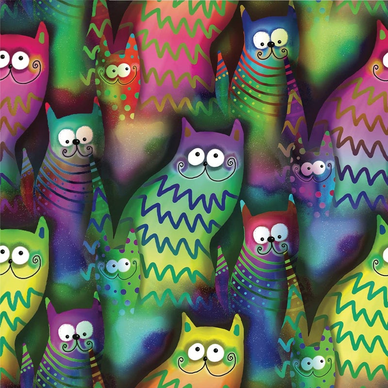 Better Me Funky Felines Square 1000 Piece Puzzle - Funny & Colorful Cat Puzzles for Adults, Unusual Trippy Smiling Kitty Cats Jigsaw Design (1000 Pieces, Square) - Image 1
