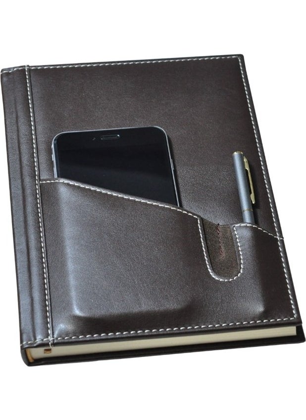 2K - Leather Cover Notebook Agenda Undated Striped 17 x 24 cm - Image 1