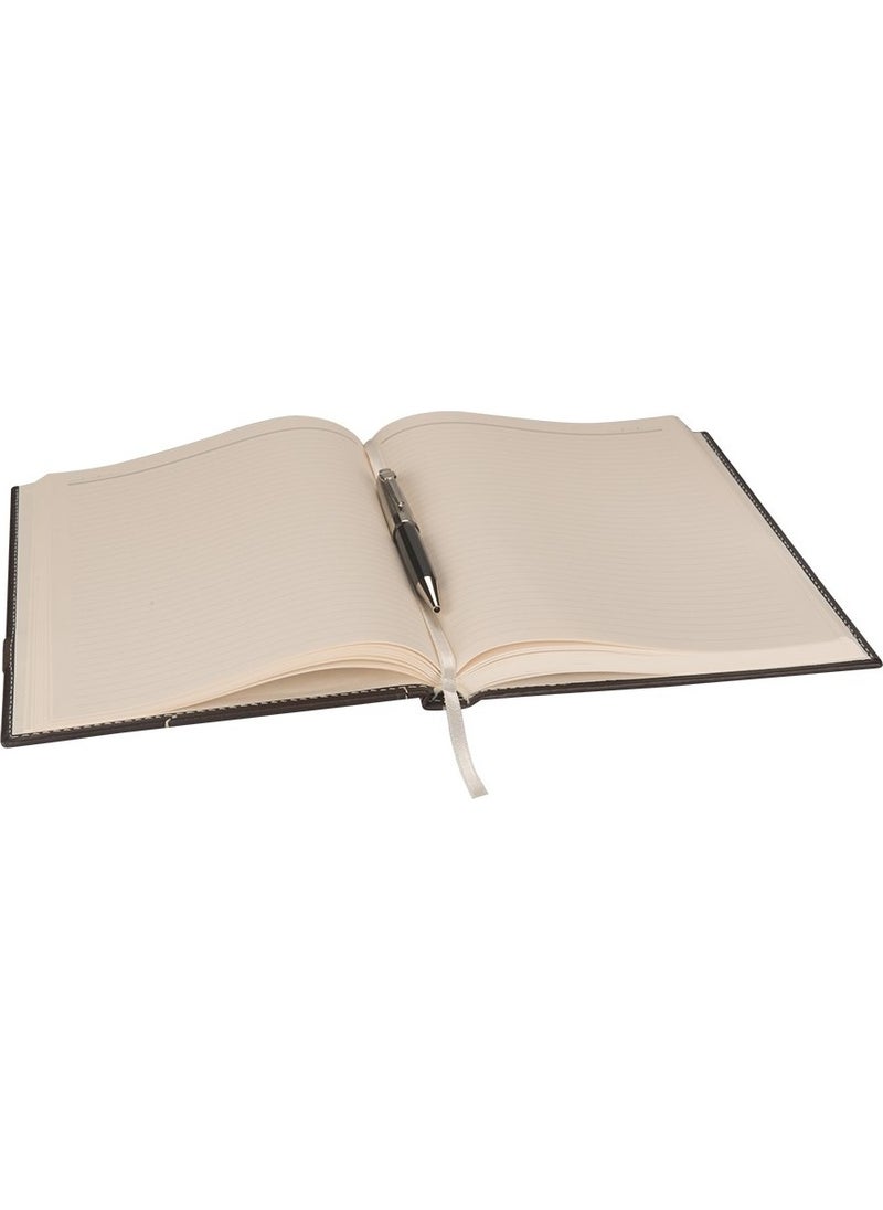 2K - Leather Cover Notebook Agenda Undated Striped 17 x 24 cm - Image 1