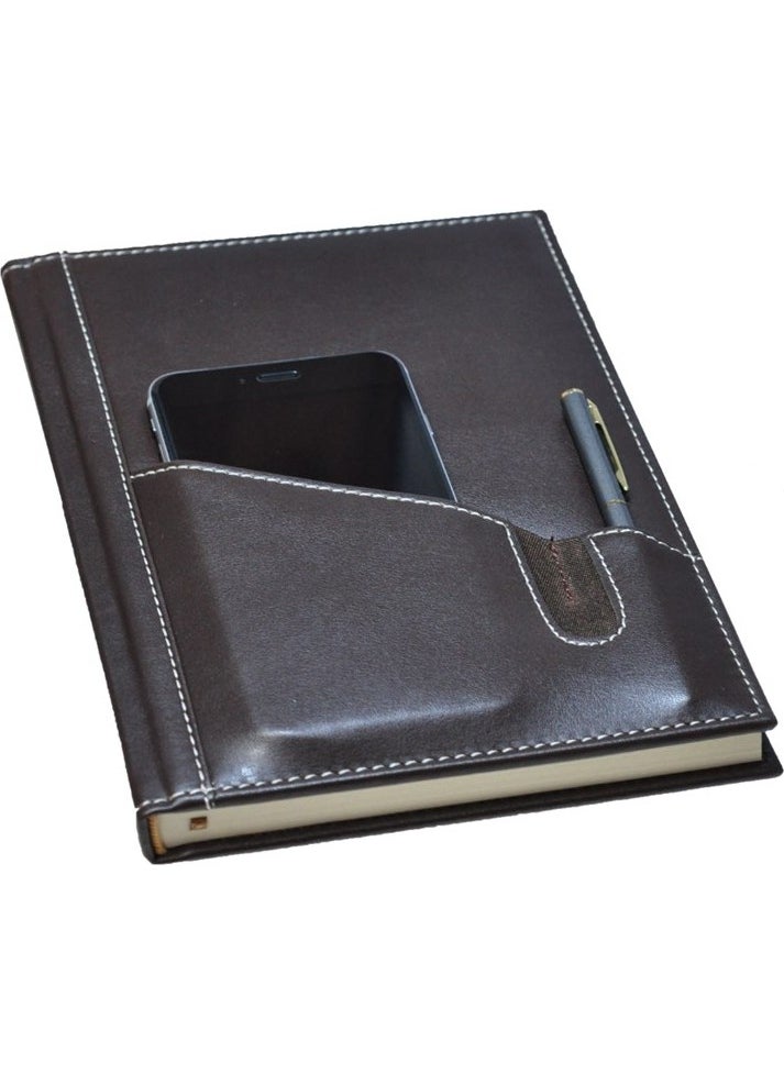 2K - Leather Cover Notebook Agenda Undated Striped 17 x 24 cm - Image 1