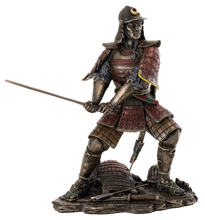 MEDIEVAL JAPANESE SAMURAI STATUE GENERAL MINAMOTO WARRIOR SCULPTURE IN PREMIUM COLD CAST BRONZE 825INCH COLLECTIBLE FIGURINE