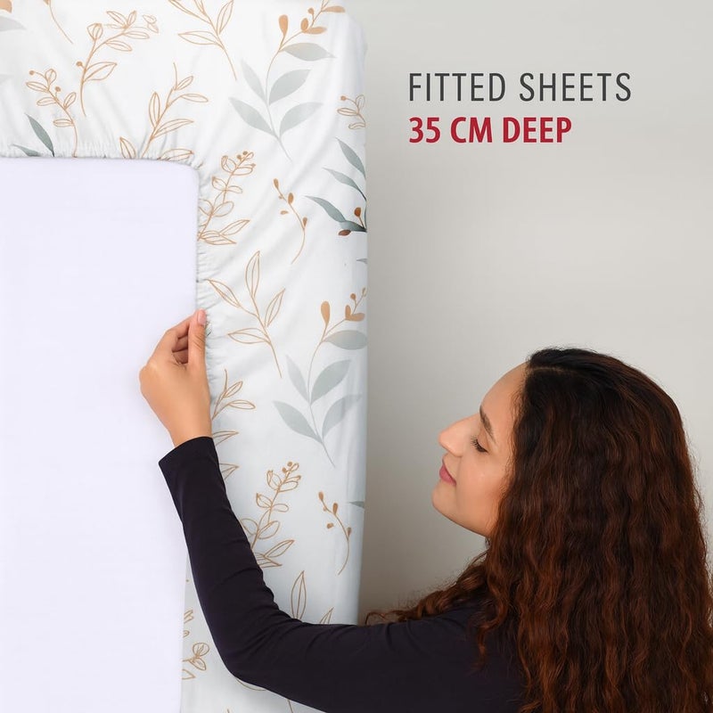 Amali  4 Pieces Bedsheet Set Single Size (120 x 200+35cm) Including 1 Duvet Cover 1 Fitted Sheet 1 Oxford & 1 Standard Pillowcases Durable & Long Lasting Quality - Image 3