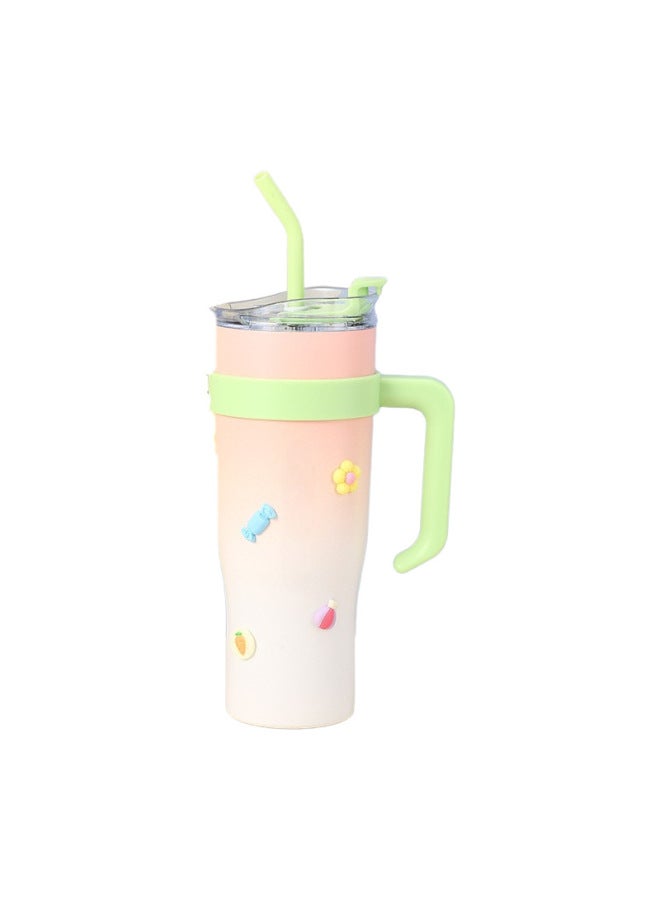 Big Mac Ice Cup 304 High Color Value Stainless Steel Summer Cool Cup Large Capacity Coffee Cup Straw Thermos Cup
