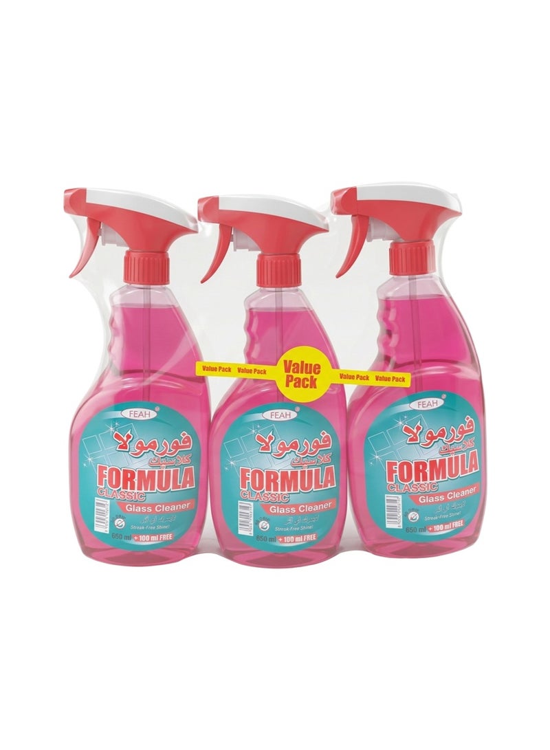 بخاخ منظف النوافذ FEAH سعة 650 مل - محلول تنظيف الزجاج والأسطح بدون آثار