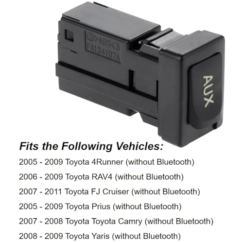 PANNUOSCS Aux Port Replacement - Compatible with 2005-2012 Toyota Prius Yaris FJ Cruiser Lexus ES350 LS460 - Replaces 86190-06010 86190-53010 - Auxiliary Input Adapter Aux Jack AuxInput Car Stereo Jack - Image 3