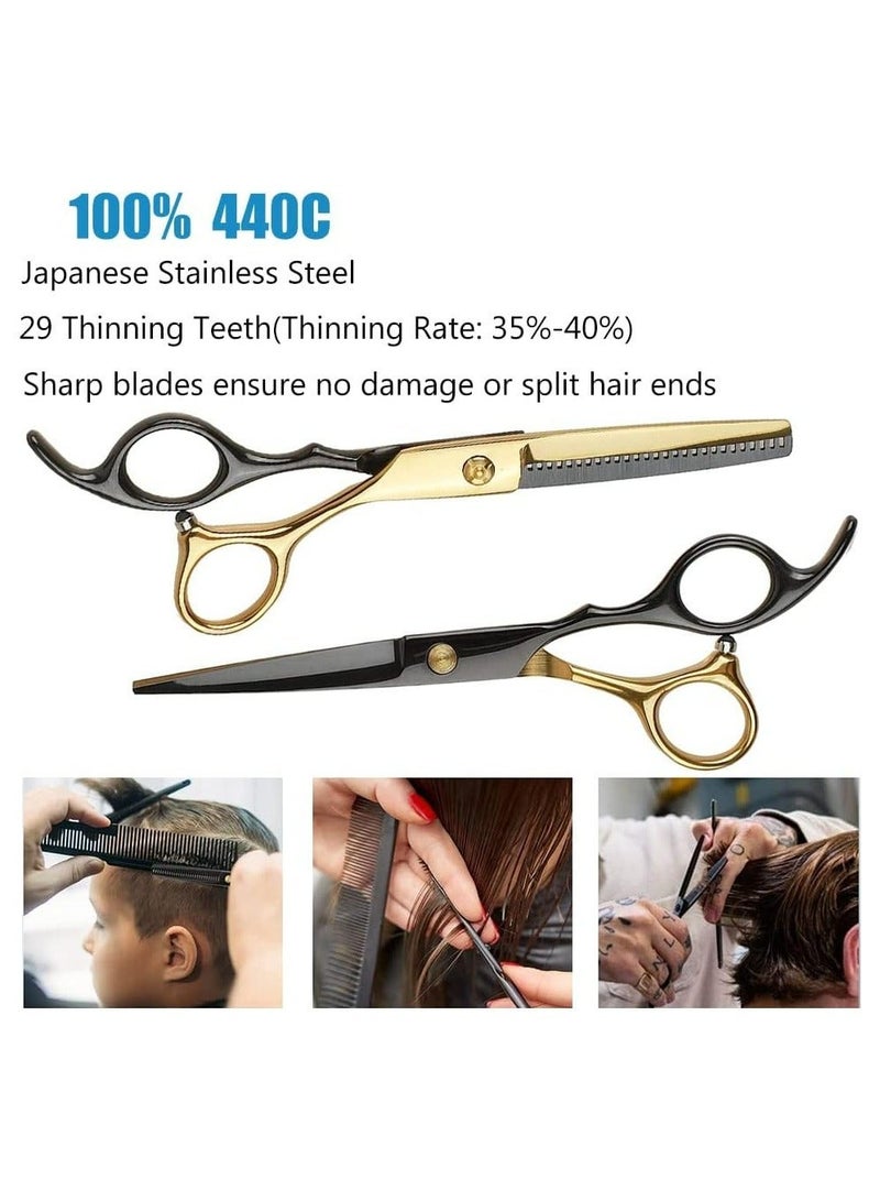 KHAJUL 10-Piece Hair Cutting Scissors Set, Professional Haircut and Thinning Scissors, Comb, Cape, Clips, for Barber, Salon, Home Use - Image 5