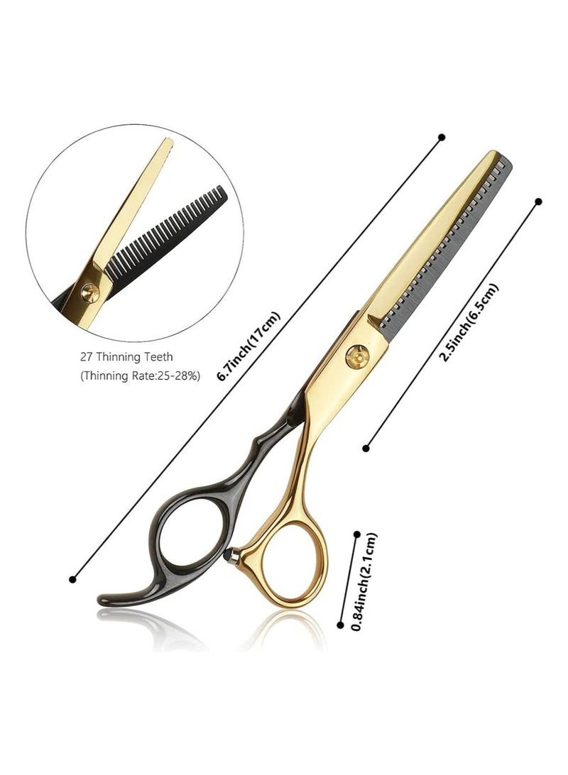 KHAJUL 10-Piece Hair Cutting Scissors Set, Professional Haircut and Thinning Scissors, Comb, Cape, Clips, for Barber, Salon, Home Use - Image 2
