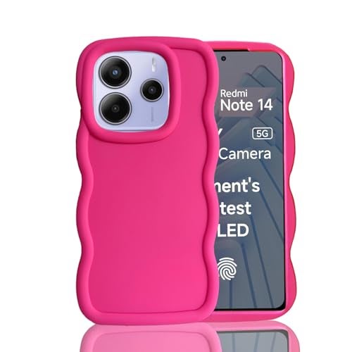 KC Back Cover for Redmi Note 14 5G - 3D Big Wave Shape Shockproof Bumper Soft Silicone Case with Camera Protection (Pink) - Image 4