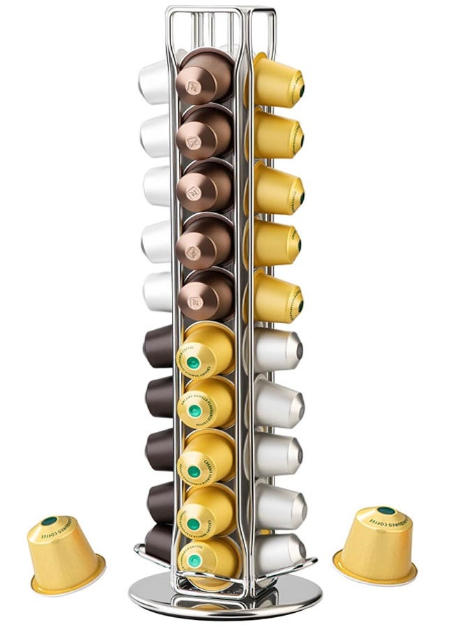 حامل كبسولات القهوة المتوافق، رف كبسولات القهوة بتصميم دوار 360 درجة يتسع لـ 40 كبسولة – منظم محطة القهوة الموفر للمساحة - Image 1