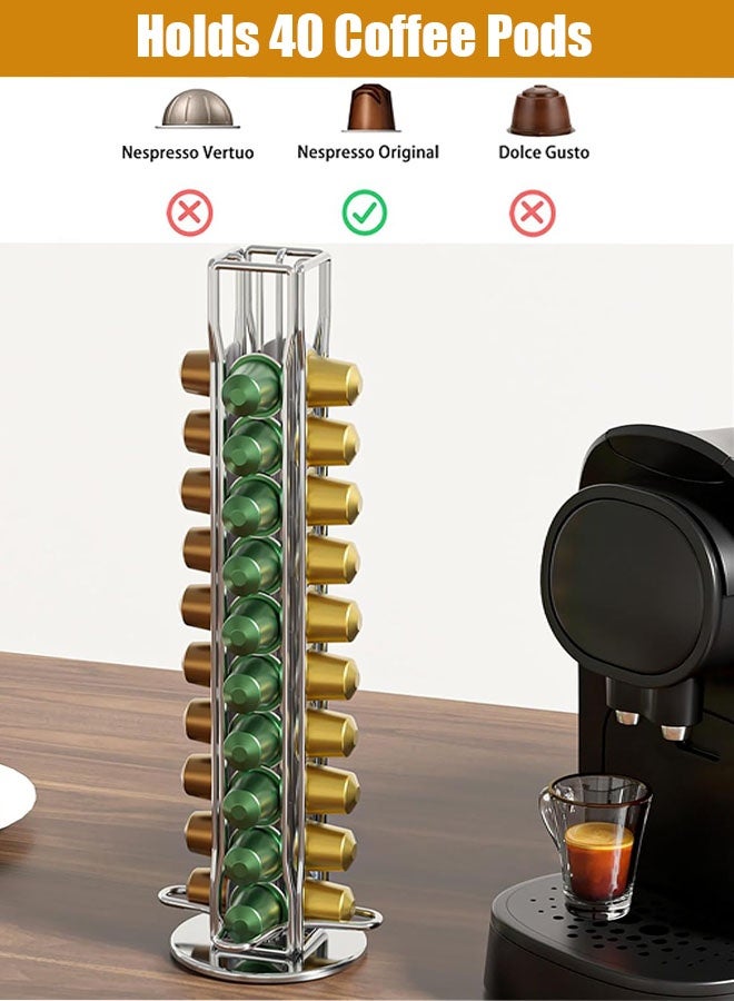 حامل كبسولات القهوة المتوافق، رف كبسولات القهوة بتصميم دوار 360 درجة يتسع لـ 40 كبسولة – منظم محطة القهوة الموفر للمساحة - Image 2