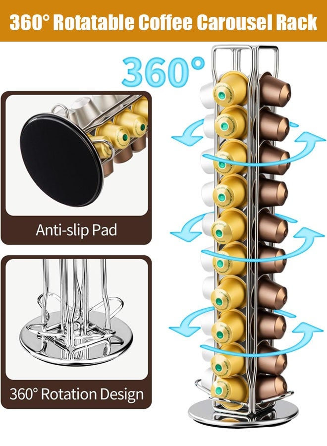 حامل كبسولات القهوة المتوافق، رف كبسولات القهوة بتصميم دوار 360 درجة يتسع لـ 40 كبسولة – منظم محطة القهوة الموفر للمساحة - Image 3