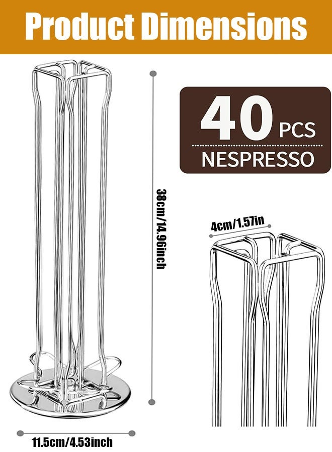 حامل كبسولات القهوة المتوافق، رف كبسولات القهوة بتصميم دوار 360 درجة يتسع لـ 40 كبسولة – منظم محطة القهوة الموفر للمساحة - Image 5