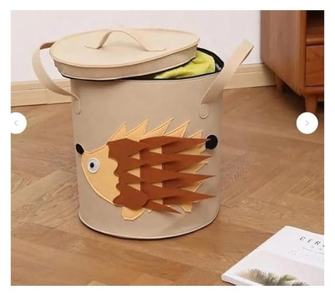Spaceshoop Cute Laundry Hamper Portable Storage Basket with Lid for Toys and Laundry Foldable Design for Easy Storage Ideal for Kids Room and Nursery Organization (Hedgehog) - Image 1