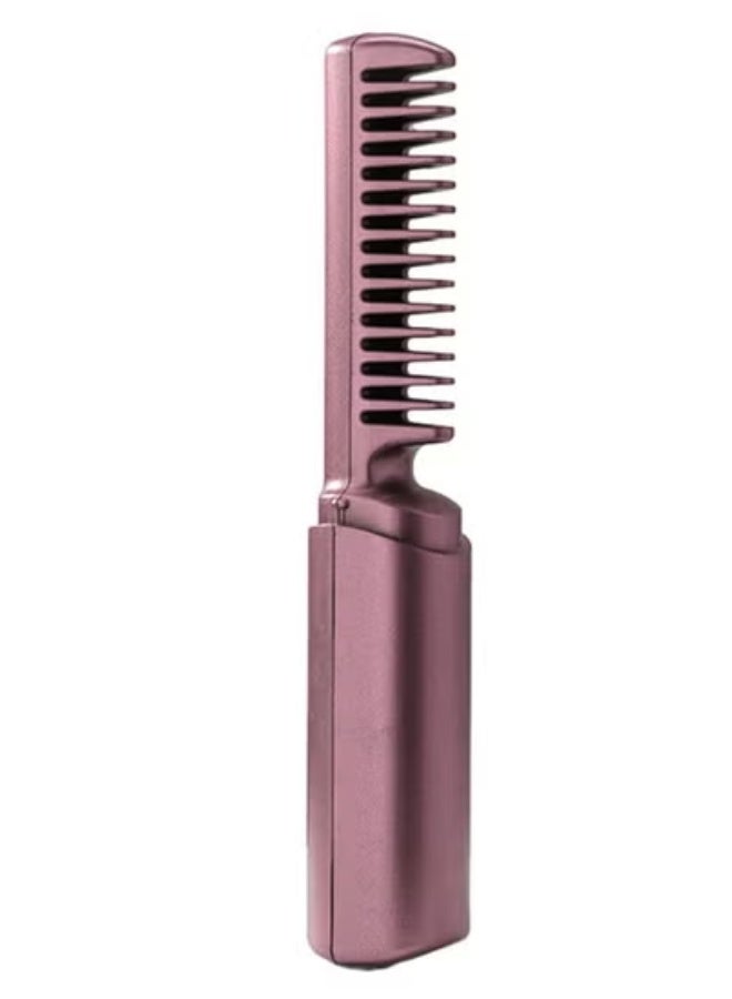 Mini Portable Hair Styler Straightening Brush – Wireless USB Rechargeable Hair Comb, Ionic Technology Anti-Frizz, LCD Temperature Adjustment, Fast Heating Straightener for Smooth Silky Hair Without Damage - Image 1