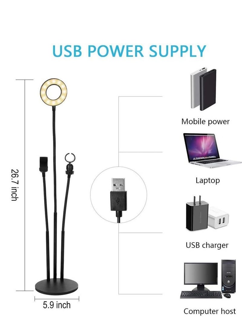 ELTRAZONE - Selfie Ring Light Stand with Microphone Holder,LED Ring Light for Live Stream/Makeup/YouTube Video - 3-Light Mode - 10-Level Brightness - Image 1