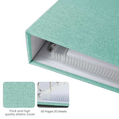 LUOCCHI 12x12 Inch Large 3 Ring Binder Scrapbook Album, Linen Cover Scrap Books 30 Pocket with Plastic Sleeves Protectors Display 60 Pages 12 x 12 Art Portfolio for Wedding Baby Adventure (Cyan Blue) - Image 5