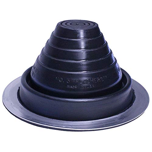 Flashers #3 Black EPDM Round Flexible Roof Jack Metal Roofing Pipe Flashing (Pipe OD 1/4" to 5") - 100% Made In The USA - Image 1