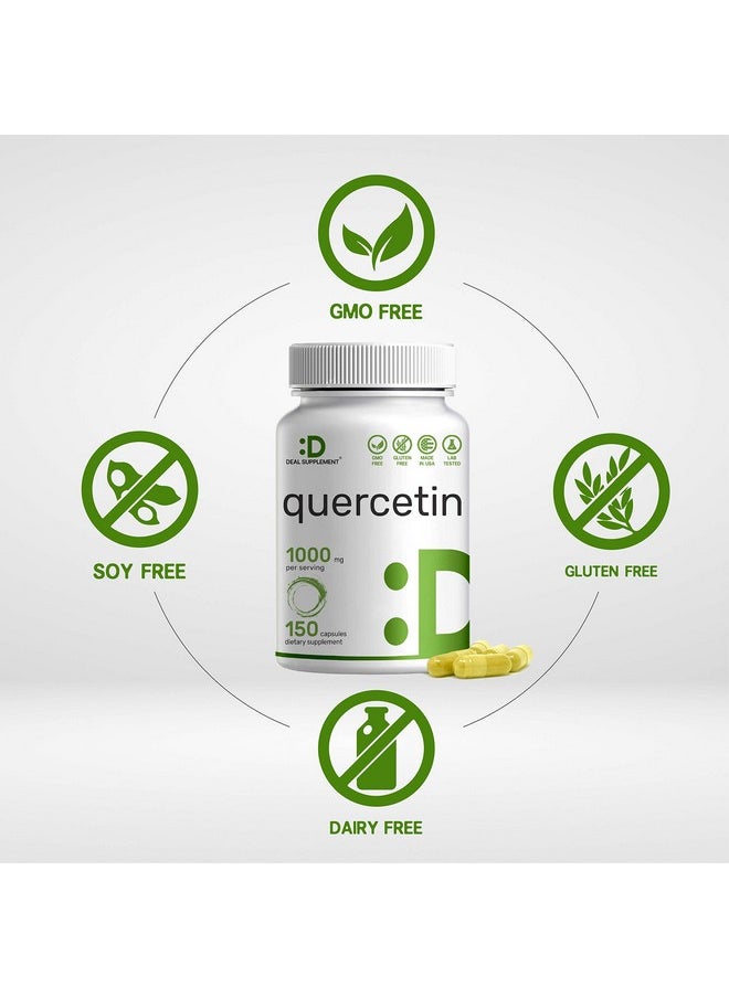 DEAL SUPPLEMENT - Quercetin 1000Mg Per Serving ; 150 Capsules High Bioavailable Flavonoids Third Party Tested Supports Healthy Immune System Nongmo No Gluten - Image 1