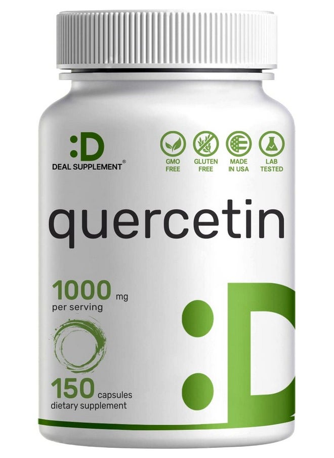 DEAL SUPPLEMENT - Quercetin 1000Mg Per Serving ; 150 Capsules High Bioavailable Flavonoids Third Party Tested Supports Healthy Immune System Nongmo No Gluten - Image 1
