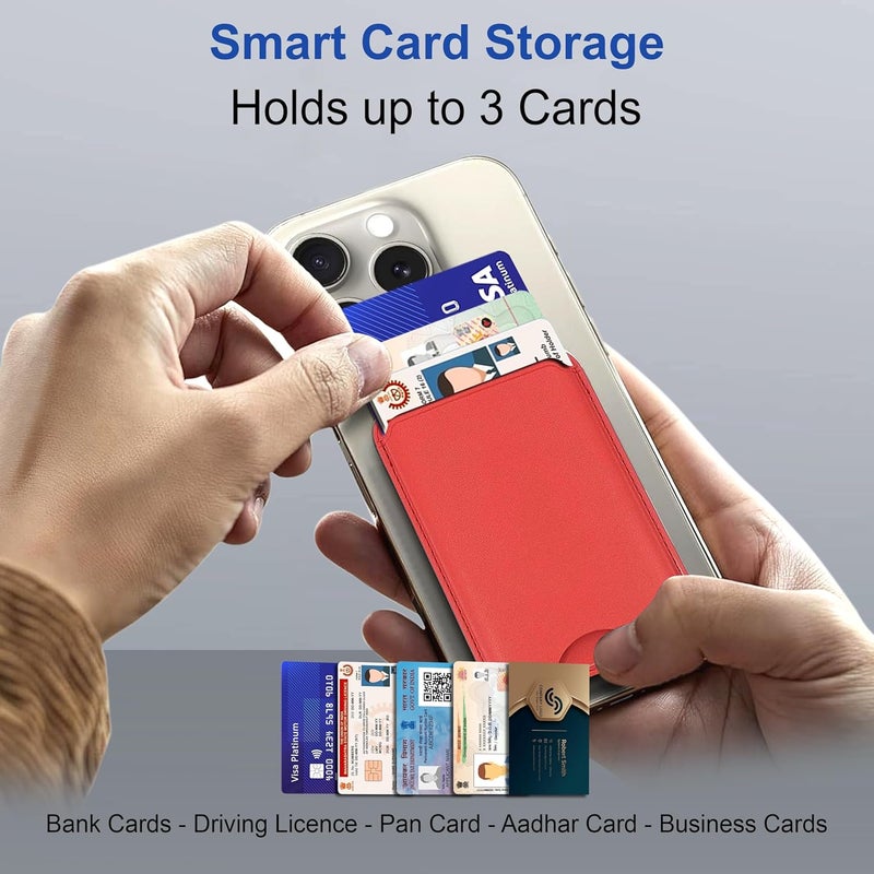 ZAPCASE محفظة ماغسيف، حامل بطاقات، محفظة مغناطيسية لآيفون | متوافقة مع جميع حالات ماغسيف | جلد نباتي | أحمر - Image 3