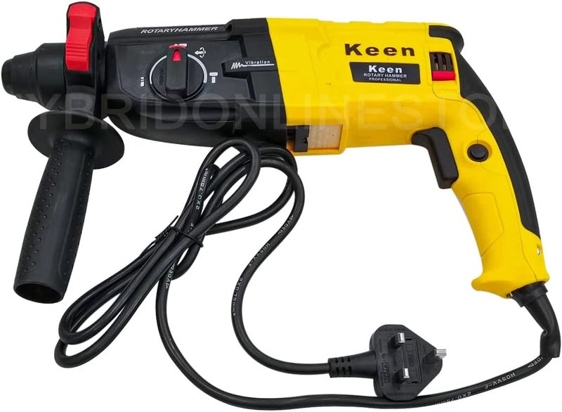 Heavy Duty Rotary Hammer Drill With 9 Pcs Accessories For Wall, Steel, Aluminum Works, 950W / 220-240V / 50-60Hz / 1600Rpm - Min / 28 Mm 950 Watt Model-Os-101 Yellow - Image 1