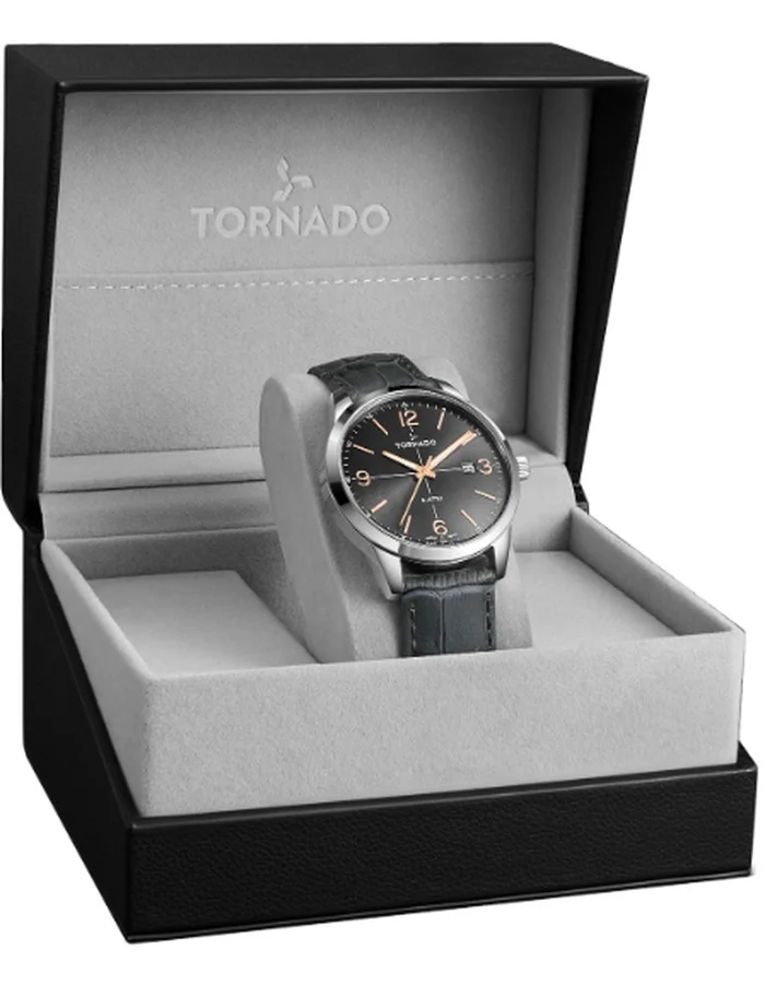 TORNADO Tornado Classic Men'S 2315 Movement Watch, Analog Display And Leather Strap - T24007-Slxx, Grey