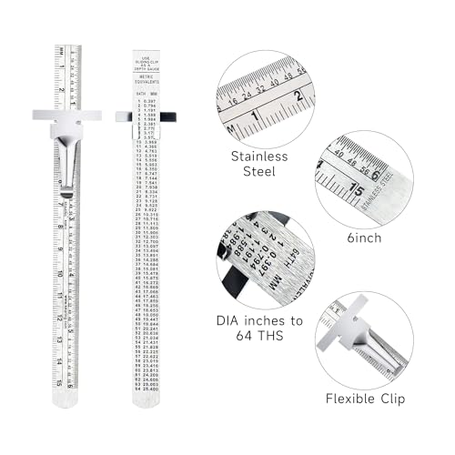 KEARING 6 Inch 15 cm Pocket Ruler Stainless Steel with Detachable Clips Imperial Metric Graduations 12 Pieces Perfect for Woodworking Design Engineering and Office Supplies - Image 3