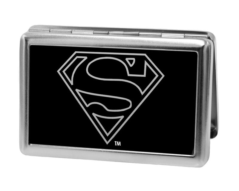 Buckle Down Buckle-Down Business Card Holder - Superman Outline Reverse Brushed - Large, 4.0" x 2.9" - Image 1