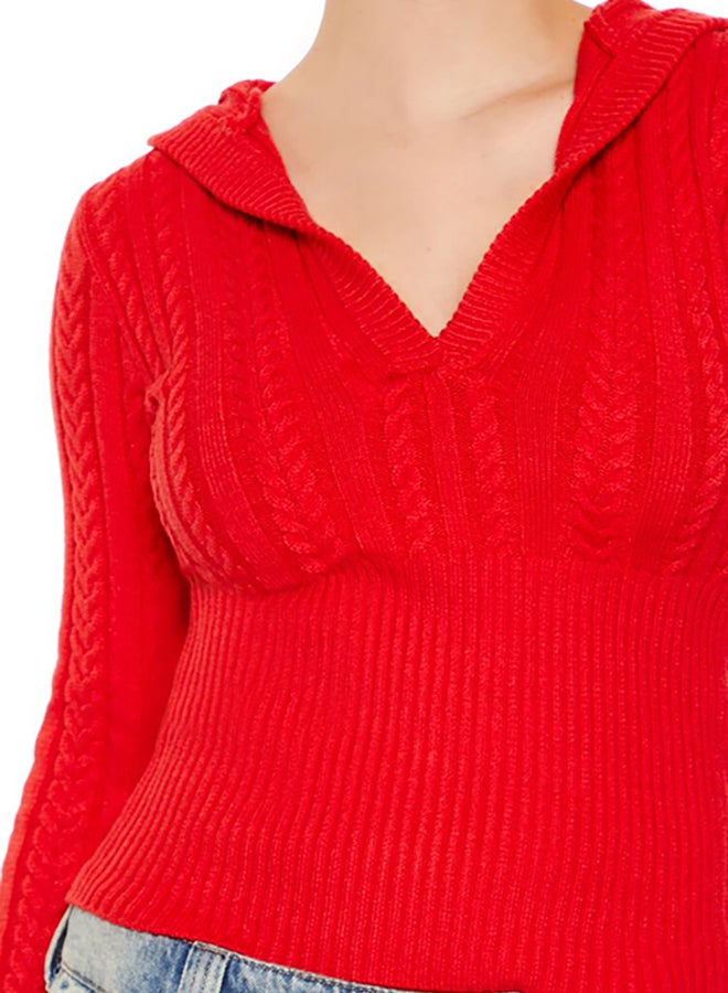 FOREVER 21 Hooded Cable Knit Sweater - Image 5