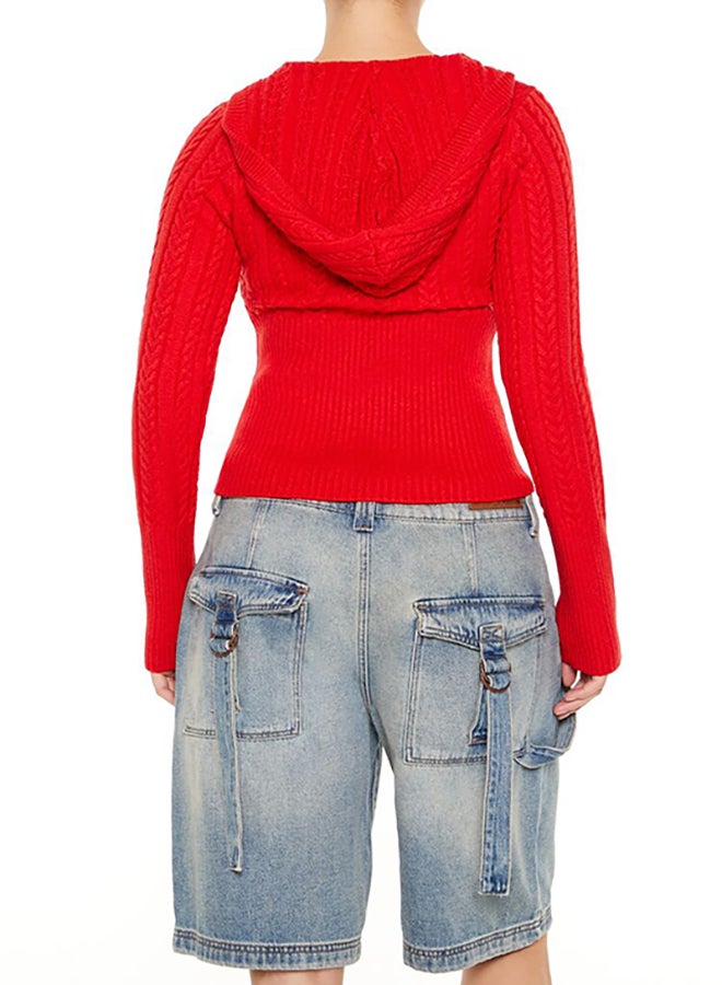 FOREVER 21 Hooded Cable Knit Sweater - Image 3