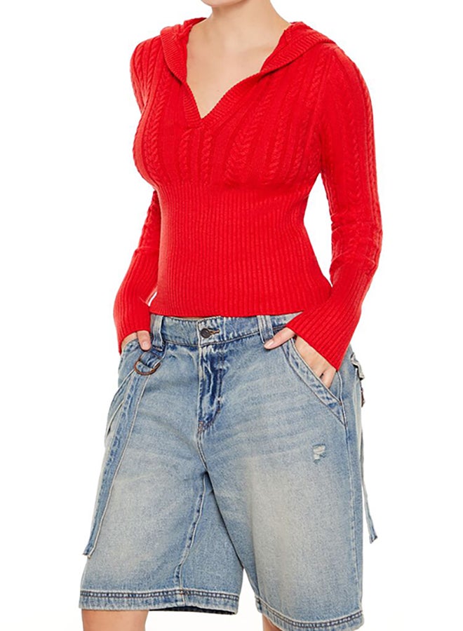 FOREVER 21 Hooded Cable Knit Sweater - Image 2