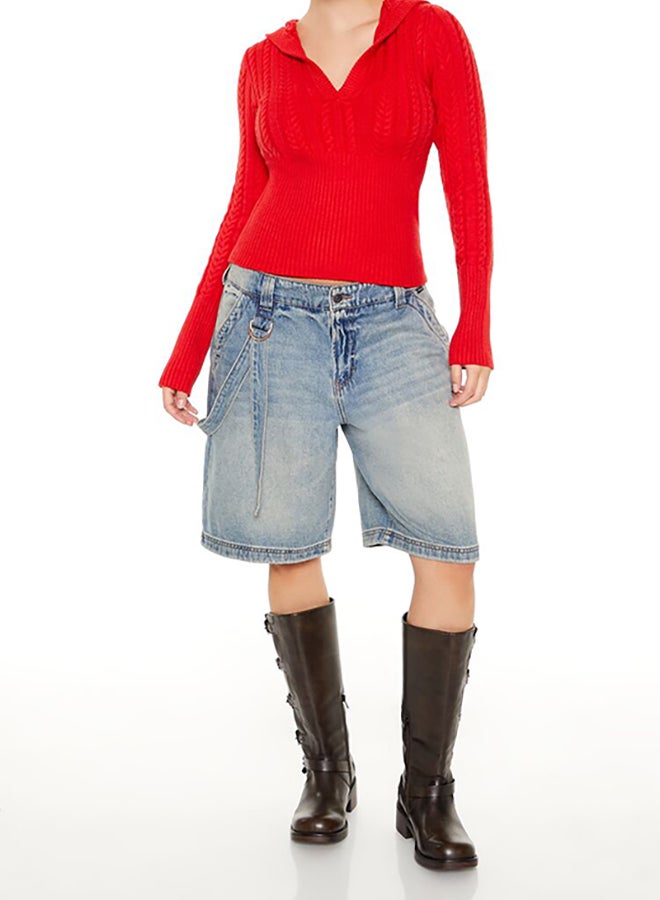 FOREVER 21 Hooded Cable Knit Sweater - Image 4