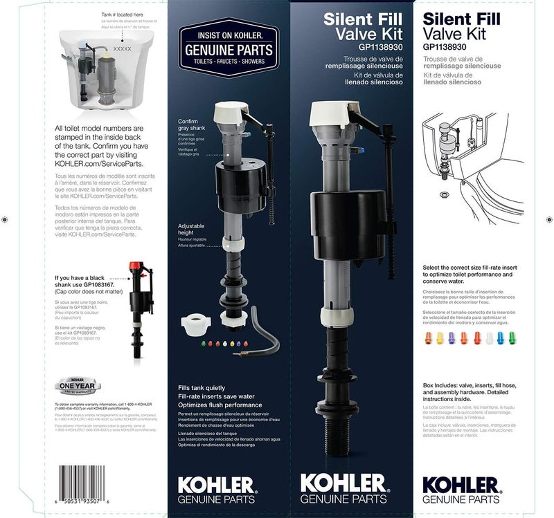 KOHLER GENUINE PART GP1138930 Silent Fill Toilet Fill Valve Kit - Image 2