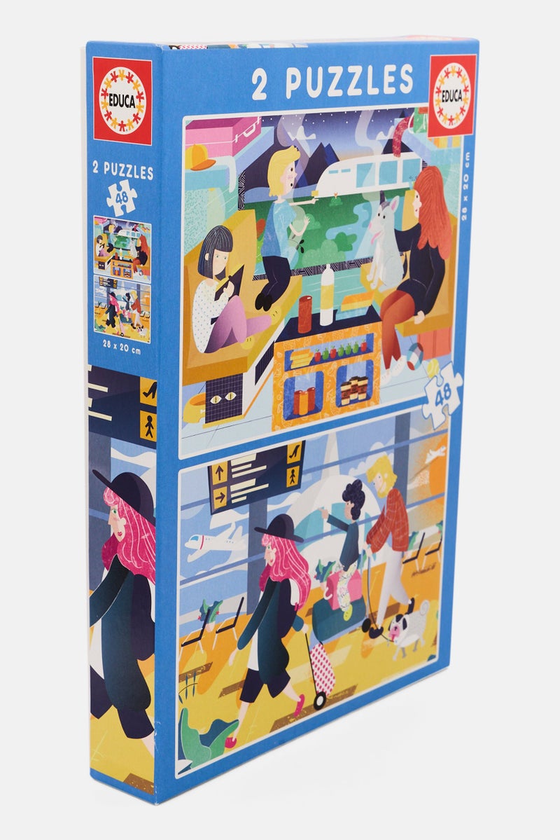 EDUCA 2 x 48 Piece Airport and Train Puzzle - Image 2