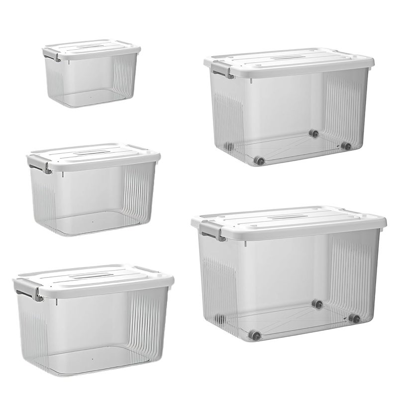 KREPS Plastic Storage With Latching Lids Stackable Storage Containers For Organizing Large Storage Box For Bedroom Classroom Kitchen Garage Office TRANSPARENT COMBO - Image 1
