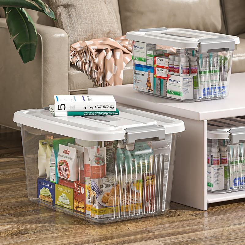 KREPS Plastic Storage With Latching Lids Stackable Storage Containers For Organizing Large Storage Box For Bedroom Classroom Kitchen Garage Office TRANSPARENT COMBO - Image 5